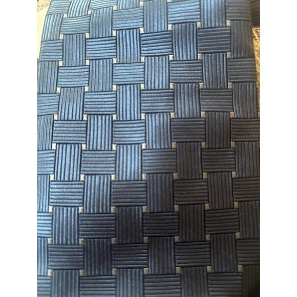 Ziggurat Men's Necktie NWT 100% Silk Blue Woven Pattern Office Career MSRP $45 - Picture 7 of 9